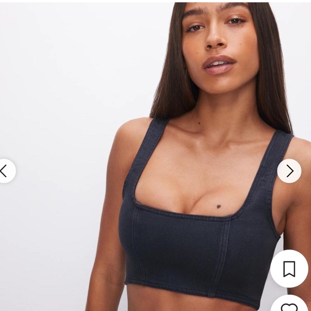 Good American Denim Light Compression Bra Style Crop Top